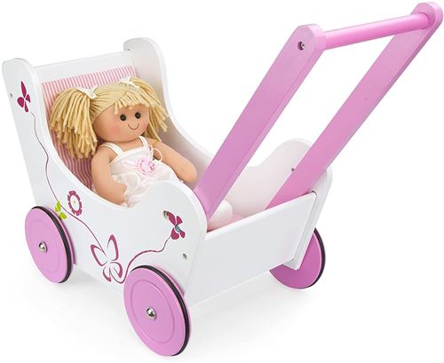 Classique Landau en bois pour les poupées + poupée de Chiffon