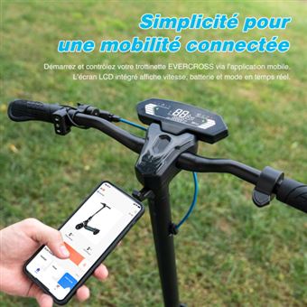 Trottinette électrique EVERCROSS H9 - Moteur 500W, Autonomie 45-65km, Pneus 10" Pleins, Pliable, Application - 10