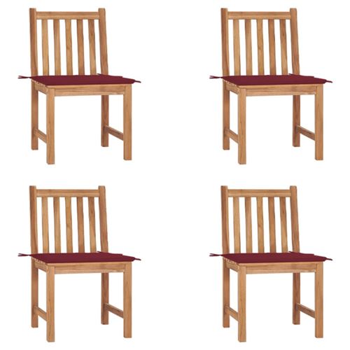 Non Communiqué Bois De Teck Chaises De Jardin Lot De 4 Avec Coussins Massif
