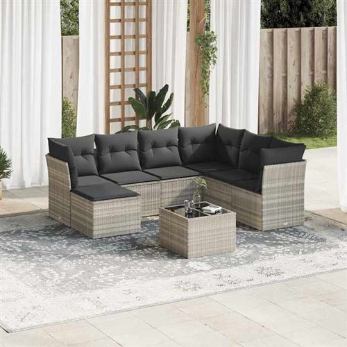 Non Communiqué Gris Vidaxl Salon De Jardin Avec Coussins 8 Pcs, Canapés Avec Pieds Réglables, Ensemble De Meubles D'extérieur Patio Terrasse, 3218002