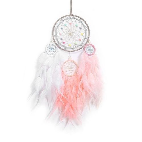 Non Communiqué Multi Attrape-Rêve Fleur Perles Colorées Et Plumes Banches Et Rouge