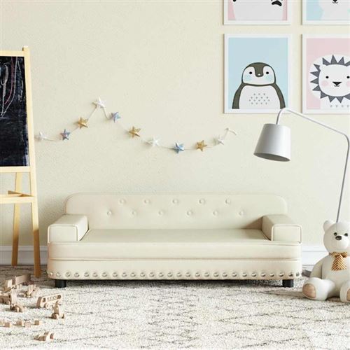 vidaXL Canapé pour enfants crème 90x53x30 cm similicuir