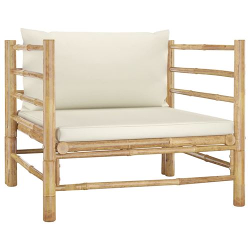 Vidaxl Blanc Canapé De Jardin - Crème - Image 3