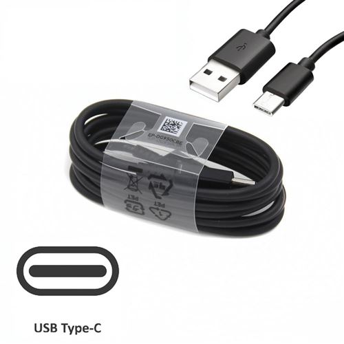 Câble Usb-C Charge Rapide Noir Fast Charging Pour Samsung Galaxy S8 S10 S20 S21 Et S22 Type-C 1M20