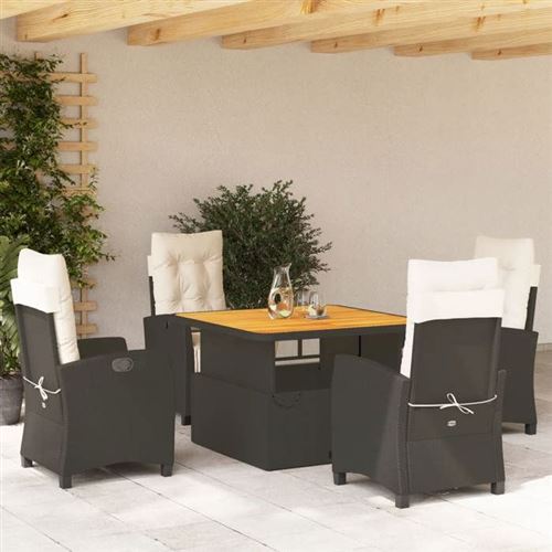 Vidaxl Noir Ensemble À Manger De Jardin 5 Pcs - Image 3