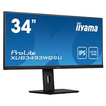 iiyama ProLite XUB3493WQSU-B5 - Écran LED - 34" - 3440 x 1440 UWQHD @ 75 Hz - ADS-IPS - 400 cd/m² - 1000:1 - 4 ms - 2xHDMI, DisplayPort - haut-parleurs - noir mat