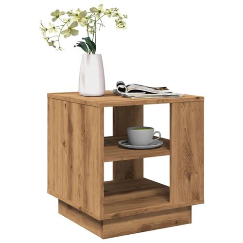 Table basse chêne artisanal 40x40x43 cm bois d ingénierie