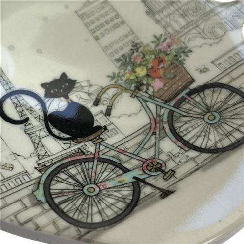 KIUB Soucoupe pour sachet de thé en mélamine Chat vélo - 7.4 x 9.5 cm -  Accessoire de cuisine - Achat & prix