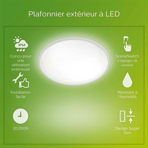 Plafonnier LED SUPERSLIM - 15W - Blanc