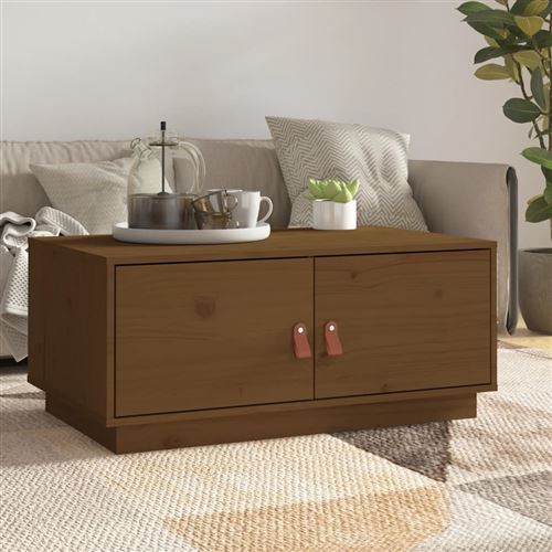 VIDAXL - Table basse - Bois massif de pin - 80x50x35 cm - Marron - Image 3