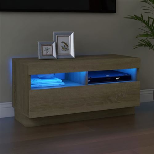 vidaXL Meuble TV avec lumières LED Chêne sonoma 80x35x40 cm