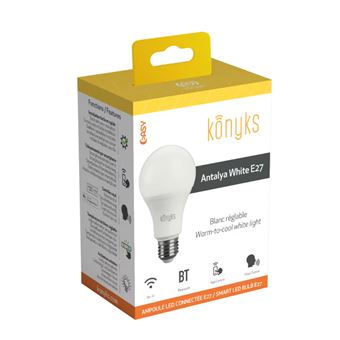 Ampoule LED E27 Wi-Fi+BT, 9W, Blanc réglable Konyks Antalya White E27 - 1