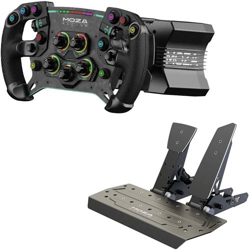 Moza Racing R9 V3 + Pédales SR-P + Volant GS V2P - Ensemble complet Direct Drive Simracing - PC