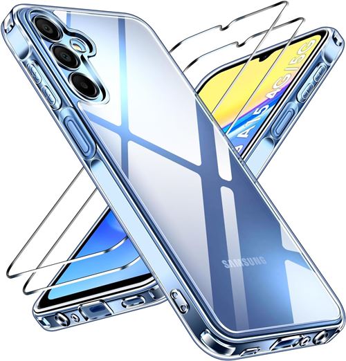 Coque Silicone Transparente + 2 Verres Trempes Pour Samsung Galaxy A15 Little Boutik©