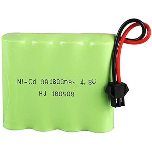 Batterie Rechargeable Ni-Cd 4.8V 1800mAh pour Voitures RC Dimensions 60x51x15mm, Poids 80g Compatible avec SHARKOOL, Double E, SIMREX A130, Vert