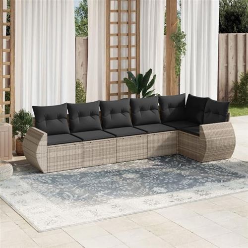Non Communiqué Gris Vidaxl Salon De Jardin Avec Coussins 6 Pcs, Canapés De Terrasse, Ensemble De Meubles De Patio, Mobilier D'extérieur, 3221391