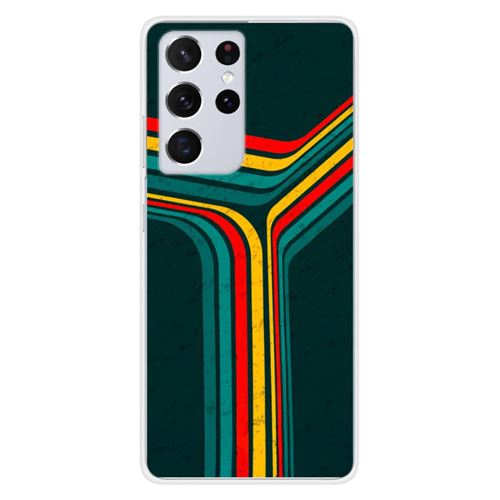 Coque en silicone imprimée compatible Samsung Galaxy S21 Ultra Retro lines