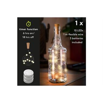 10 lumières de bouteille led avec minuterie - Achat & prix