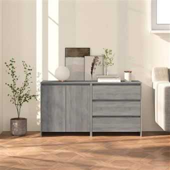 vidaXL Buffets 2 pcs Sonoma gris Bois d'ingénierie3098063 - 1