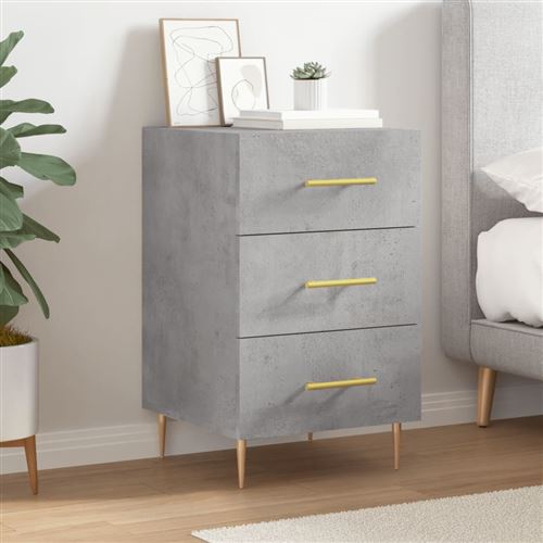 vidaXL Table de Chevet, Table de Nuit avec Tiroir, Armoire de Chevet, Meuble de Rangement Salon Chambre à Coucher, Moderne, Gris Béton Bois d'Ingénierie