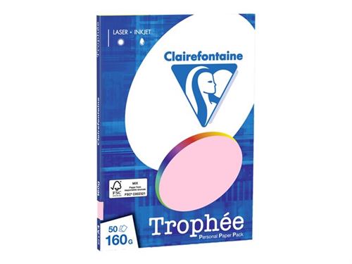 Clairefontaine TROPHEE - Rose - A4 (210 x 297 mm) - 160 g/m² - 50 feuille(s) papier uni
