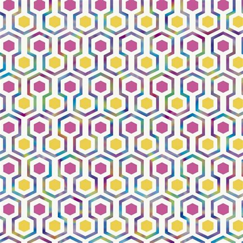 Noordwand Papier peint Good Vibes Hexagon Pattern Rose et jaune