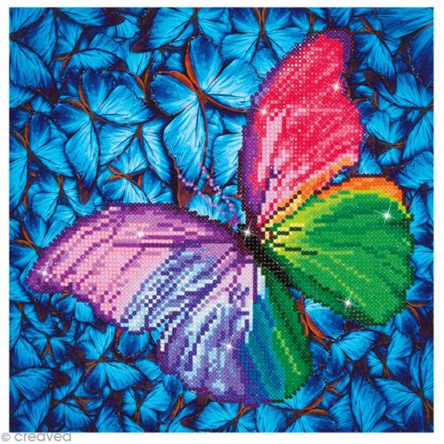 Kit broderie Diamond painting - Diamond Dotz - Papillon multicolore - 30,5  x 30,5 cm
