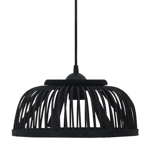 vidaXL Lampe suspendue Noir Bambou 37x15,5 cm 40 W Demi-cercle E27