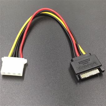 Câble Alimentation SATA 15 Pins J&D - Double Connecteur Mâle Vers Femelle 20cm (lot De 2)