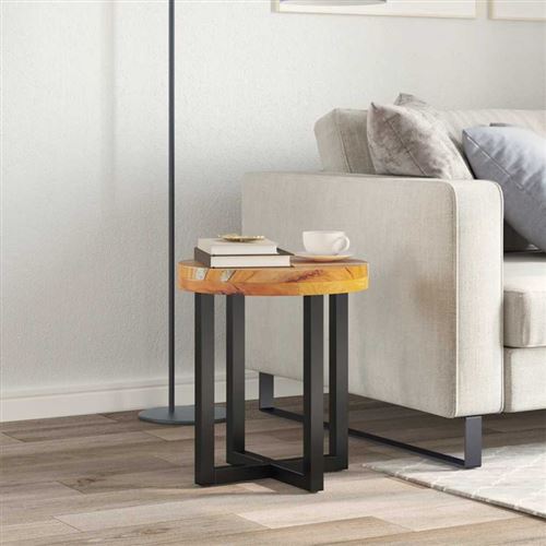Vidaxl - Table basse 40 x 45 cm Bois de teck massif et polyr&eacute;sine