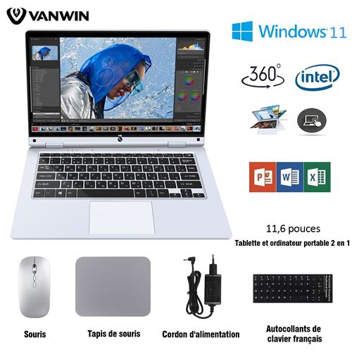 VANWIN - PC Portable 11.6Intel+8Go RAM+SSD 256Go+Windows11+Wi-Fi+