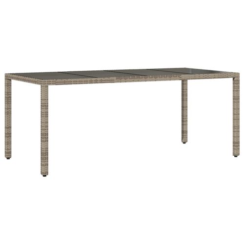 Non Communiqué Gris Table De Jardin Vidaxl Dessus En Verre 190X90x75cm Résine Tressée