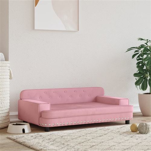 vidaXL Lit pour chien rose 90x53x30 cm velours