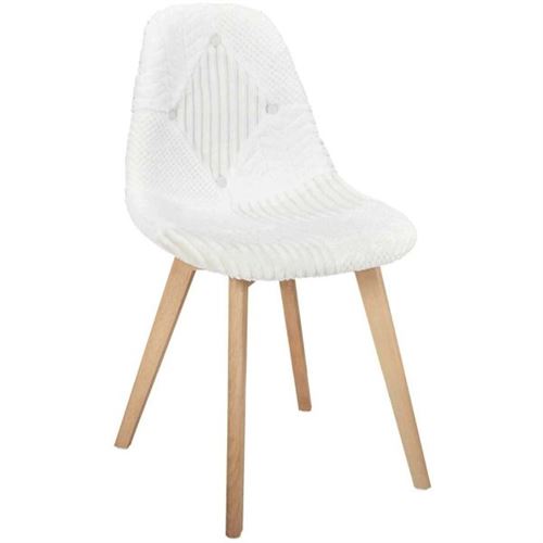 The Home Deco Factory - Chaise scandinave - Patchwork - Blanc - Image 3