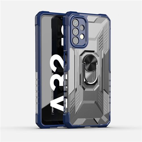 Coque de protection résistant FONGWAN pour Samsung Galaxy S22 Ultra avec support pour anneau - Bleu