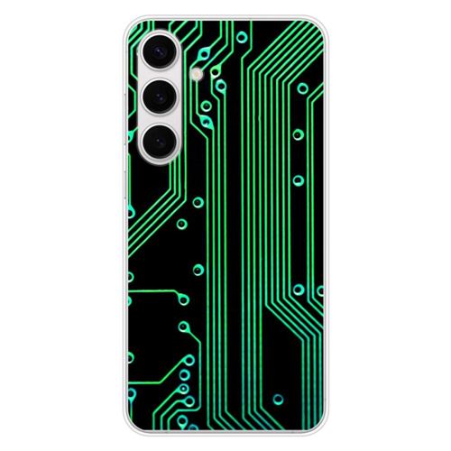 Coque en silicone imprimée compatible Samsung Galaxy S24 FE Texture circuit geek