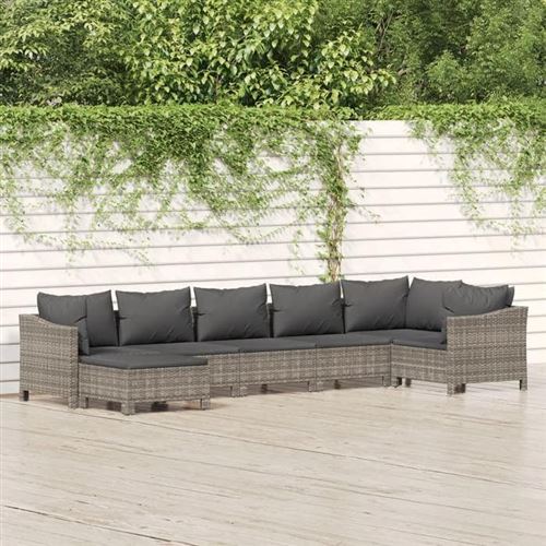 Non Communiqué Gris Salon De Jardin Modulable Vidaxl 7 Personnes 7 Pieces 63 X 63 X 55.5 Cm Resine Tressee