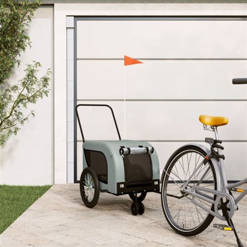 Remorque de vélo pour animaux de compagnie gris et noir