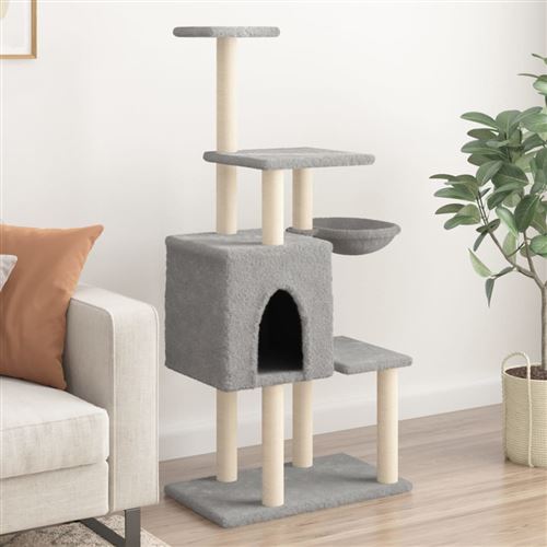 Meilleurs prix pour Arbre à chat avec griffoirs en sisal Gris clair 131 cm