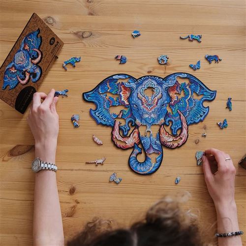 UNIDRAGON Puzzle en bois 194 pcs Eternal Elephant Moyen 34x26 cm