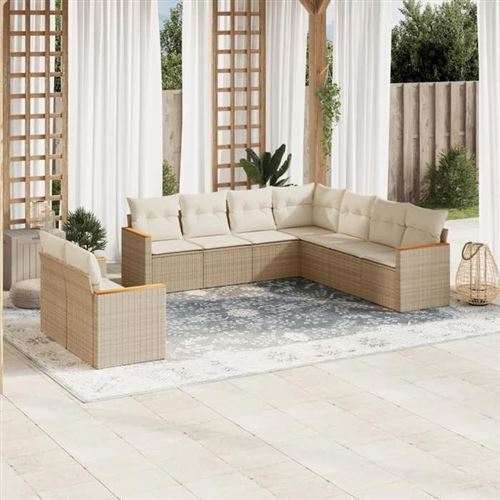Non Communiqué Beige Salon De Jardin Modulable Vidaxl Rotin 9 Pieces X 61.5 X 69 9 Personnes