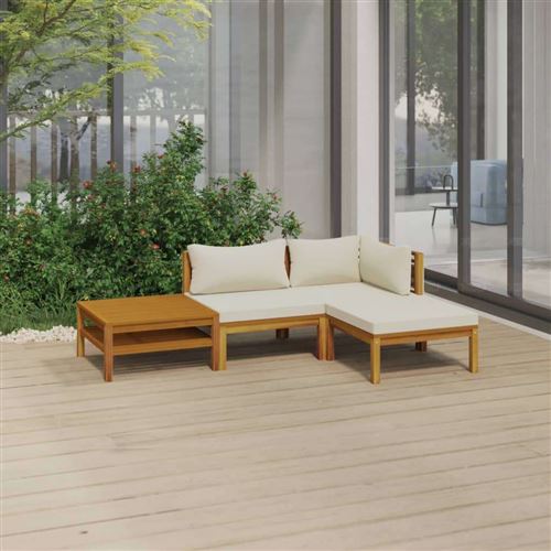 Non Communiqué Beige Salon De Jardin Modulable Vidaxl Bois Massif 4 Pieces 3 Personnes 69 X 65 X 62.5 Cm