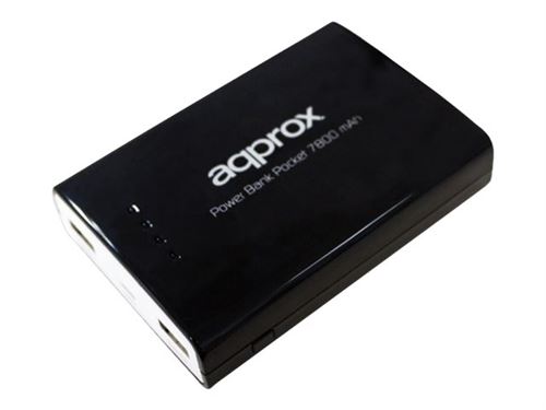 approx Pocket Universal Evolution - Banque d'alimentation - 7800 mAh - 2.1 A - 2 connecteurs de sortie (USB) - sur le câble : Micro-USB - noir