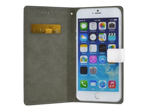 Bigben Connected Universal Folio L - Protection à rabat pour téléphone portable - cuir doux - blanc - 5.7
