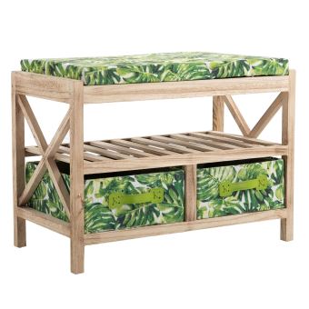Banc De Rangement Adelfia Meuble En Bois Deco Jungle Urbaine Avec