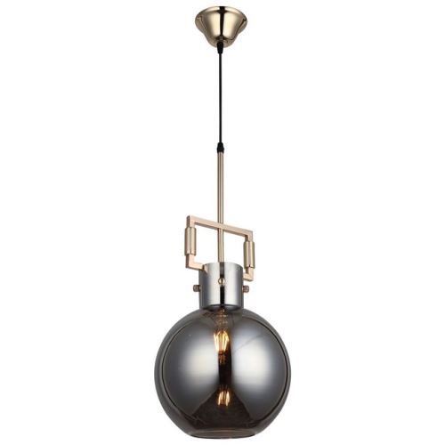 HOMEMANIA Lampe à Suspension Lagos - Lustre - Lustre de plafond - Or, Fumé en Métal, Verre, 26 x 26 x 113 cm, 1 x E27 , Max 40W