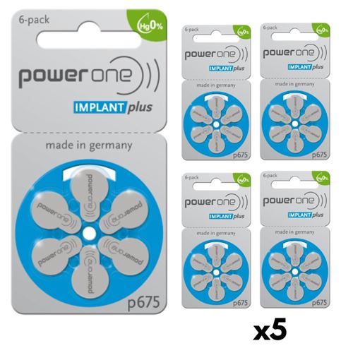 Piles Auditives PowerOne 675 Implant Plus, 5 Plaquettes