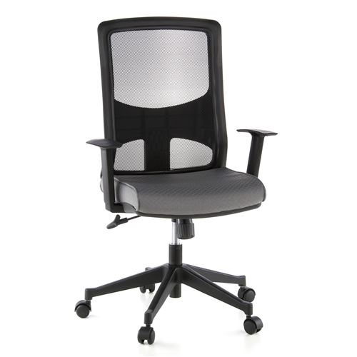 Si&egrave;ge de bureau / Fauteuil de direction LAVITA, tissu maille noir / gris
