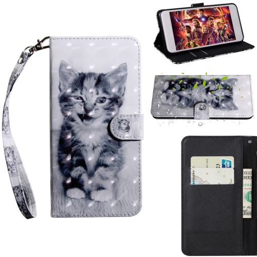 Etui en PU impression en 3D chat pour votre Apple iPhone XR 6.1 pouces (2019)