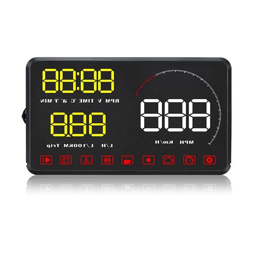 A9 HUD 5,5 Pouces Système Universel d affichage Tête Haute de Voiture ODB2 avec Avertissement d alarme (Jaune et Blanc)